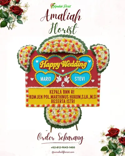 Karangan Papan Bunga Pernikahan di Karang Gondang